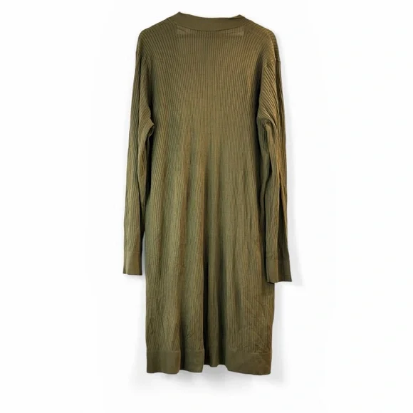 LOFT Olive Green Ribbed Open Front Duster Cardigan Sweater NWT XL - Picture 2 of 4